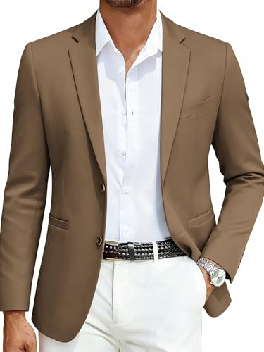 COOFANDY Men’s Casual Blazer Jacket Slim Fit Sport Coat Fashion Suit Blazer Brown, M