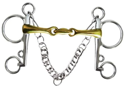 Oshhni Pelham-Gebiss für Pferde, nageresistent, leicht zu kontrollieren, mit Gelenken versehenes Pelham-Gebiss