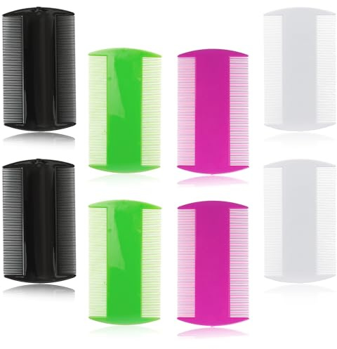 Lot de 8 peignes anti-poux en plastique double face pour enlever les puces, les poux et les pellicules