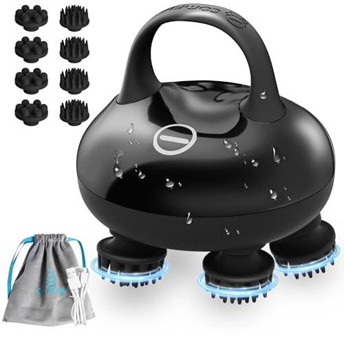 COMFIER Massaggiatore Cuoio Capelluto Senza Fili, Massaggiatore Elettrico con 3 Modalità di Impasto, Impermeabile IPX7, 8 Artigli Massaggianti per Pulizia Profonda e Crescita dei Capelli, Regalo Donna