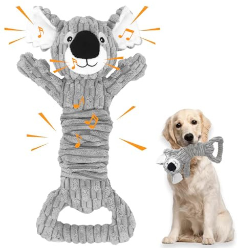 ASOUUNLD Juguete para Perros, Juguete Chirriante Interactivo para Perros Juguetes para Masticar Perros Juguetes de Peluche Mordedor Perro Resistentes Pequeños Grandes y Cachorros (32CM)
