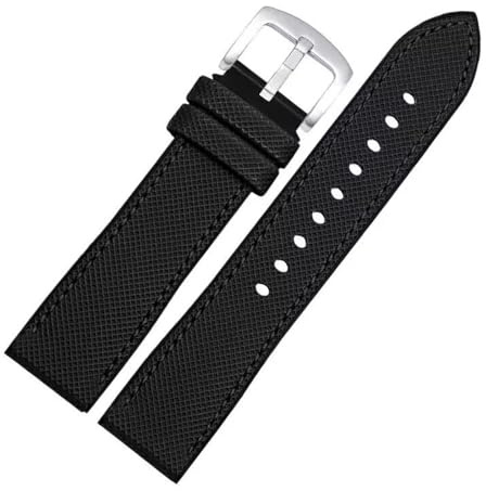 20mm 22mm toile Nylon bracelet de montre Sport bandes de caoutchouc de Silicone libération rapide sangles en tissu à voile femmes hommes(Black,22mm)