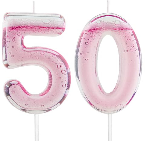 Candela tema Champán para el 50° cumpleaños, cera en forma del número 50 para cóctel, ceras doradas, cera de cumpleaños para torta, ceras
