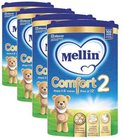 Mellin Comfort 2, Latte di Proseguimento in Polvere per Lattanti dal 6° mese al 12° mese compiuto, Confezione da 3200g