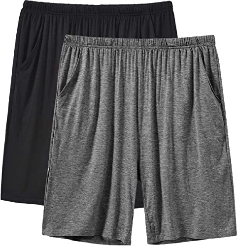 JINSHI Pantalones Cortos de Pijama para Hombre Verano Shorts de Modal con Bolsillos