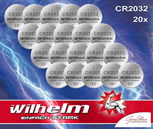 20 x Knopfzelle CR2032 Wilhelm Batterie Lithium 3V CR 2032 Industrieware…