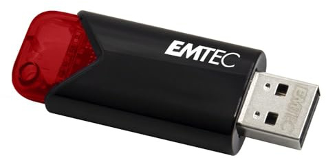 Emtec ECMMD256GB113 - Memoria USB 3.0 (3.2) Click Easy B110, Memoria Flash de 256 GB, Almacenamiento Externo, Lectura de 20 MB/S, Escritura 10 MB/S, Click Easy - 21 x 57 x 12 mm, Color Rojo