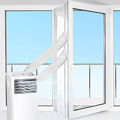 Kit De Calfeutrage Pour Porte Et FenêTre Climatiseurs Mobile, Adapté à Toutes Les UnitéS De Climatisation Mobiles,Double Trou, Installation Facile, Pas Besoin De Trous De Forage (500cm, blanc)