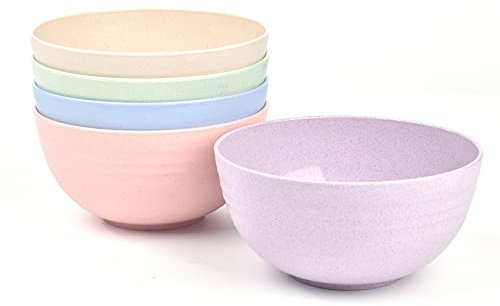 Quanyuchang 5 ciotole in plastica per uso alimentare da 680,4 g, infrangibili, leggere e durevoli, stoviglie per frutta, snack, ciotola da campeggio salutare per insalata, riso, zuppa, noodle