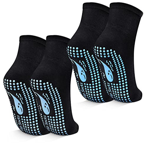 TENQUAN Calcetines Antideslizantes Mujer y Hombre Calcetines para Hacer Yoga Pilates Ballet Danza pour Casa Gimnasio Deportivos Fitness (2 Pares, Negro, Unisex S, EU 35-38)