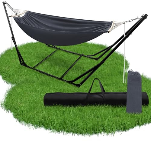 Sonnewelt Hamac de jardin pliable en métal avec sac de transport, cadre en métal jusqu'à 150 kg, pour camping, jardin, piscine, balcon
