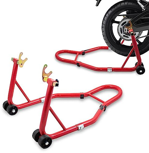 BITUXX Motorradständer hinten Motorrad Montageständer Hinterrad Transportständer Rot für viele gängige Motorräder