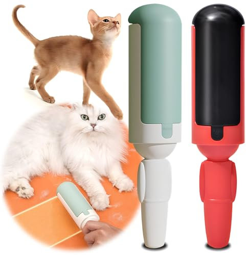 2 Stück Wiederverwendbare Fusselrolle für Tierhaare,Fusselrolle Wiederverwendbar,Fusselrolle Tierhaare Geeignet für Kleidung,Teppiche,Schlafzimmer zur Reinigung aller Arten von Tierhaaren,Grüner + Rot