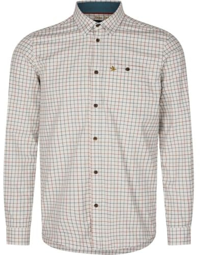 Seeland Oxford Shooting Shirt Grape Leaf/Terracotta Check - Easy Care Treatment, Chest Pocket with Embroidery Brown