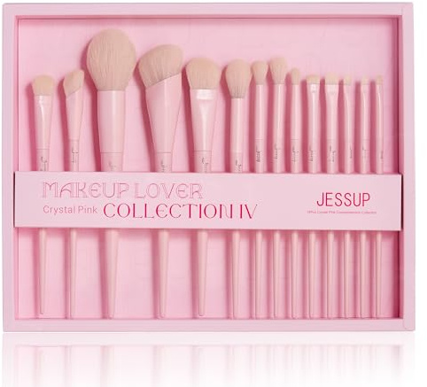 Jessup Pink Makeup Brush Gift Set Soft Vegan Hair Ideal Women's Brushes Gifts for Birthday Professional Make up Brush for Foundation Concealer Eyeshadow Highlight Brush,T495-G