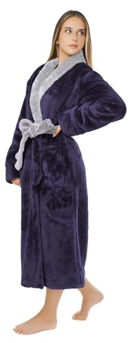 LEBENGOOD Robe de Chambre Femme Hiver, Peignoir Polaire, Sortie de Bain Chaude, OEKO-TEX®,Cardeno XXL