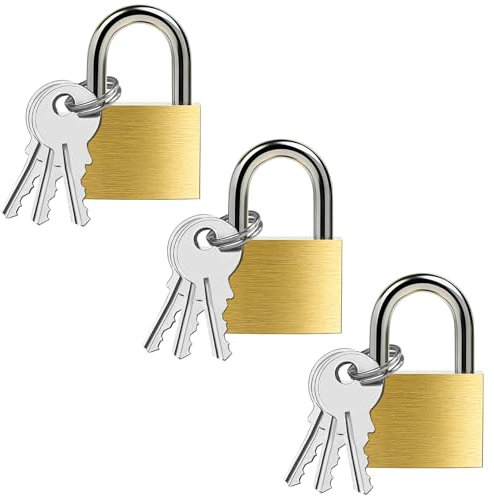 Qintora 3 Stück Vorhängeschloss,26mm Kleines Schloss mit 9 Schlüssel,für Koffer, Schränke,Schließfächer, Spinde, Rucksäcke,Reisetaschen