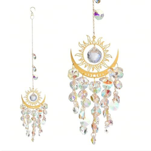 Hugwish Acchiappasole in cristallo sospeso, acchiappasole finestra, suncatcher Pendente, Sun Catcher, Sole Cristallo Decorazione per Finestra, Casa, Giardino, Festa di Natale, Matrimonio