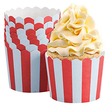 50 st papperskaka liner kopp cupcake muffinsbakning bakformar av papper för födelsedagar bröllop och fester (röd)