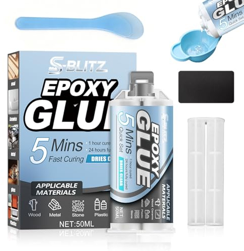 Epoxilim transparent, epoxiharts lim extra starkt, epoxilim med härdare, snabbtorkande vattentät och värmebeständig, för plast, glas, sten, metall, keramik
