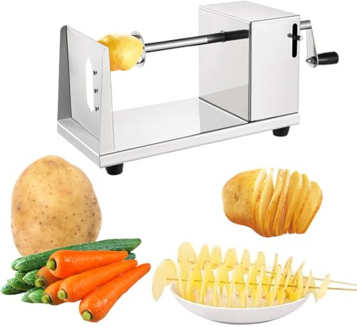 Punvot Spiralschneider Kartoffelschneider Kartoffel Twister, Kartoffelspiralenschneider, Manuelle Spiral Kartoffelschneider, Edelstahl Schneider für Kartoffel Gurke Karotte Obst Gemüse Tornado Chips