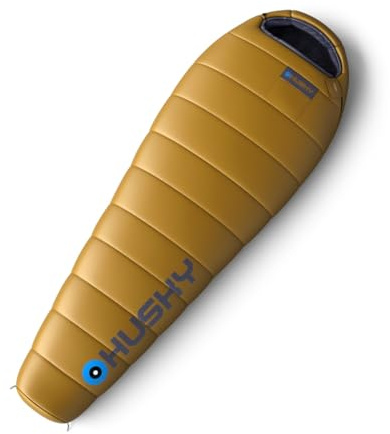 Husky Sacco a pelo 3 stagioni, caldo sacco a pelo a mummia per adulti, sacco a pelo estivo per campeggio, trekking e attività all'aperto (Mustard, 220 x 85)