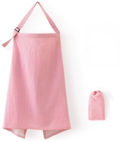 Couverture Allaitement Bébé, Couvertures d'allaitement en Mousseline, Housse d'allaitement, Tablier Allaitement Bebe avec Sangle Réglable, Nursing Cover Cache Allaitement Écharpe (Rose)