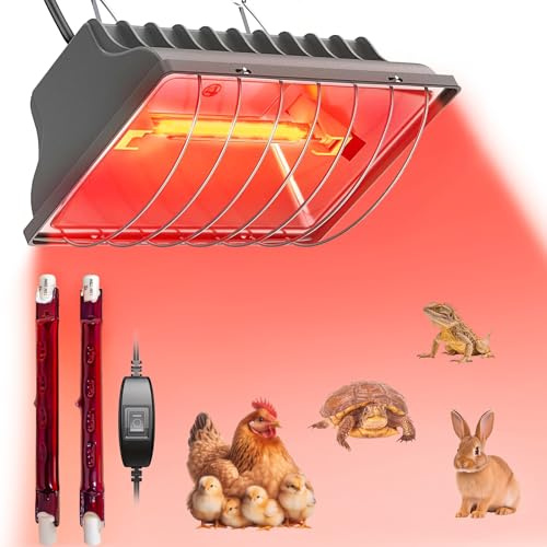 Värmare för hönshus, 250 W vattentät infraröd lampa, vintervärmare, fjäderfätermostat med justerbar för kycklingar, valpar, katter, grisar, hundar och reptiler