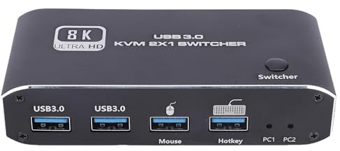 Cheotime 8k@60Hz DisplayPort KVM Switcher, 1 Monitorer 2 Datorer USB 3.0 KVM Switches Display Port för två datorer delar externa enheter för Gaming Office Home