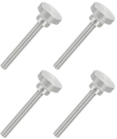 QUARKZMAN 4 Stück 304 Edelstahl Rändelschrauben M6 x 50mm, Flache Rändelschraube mit Vollgewinde, Rändelkopf Handschrauben Set für Industrie Haushalt Mechanische Teile Elektronische Geräte