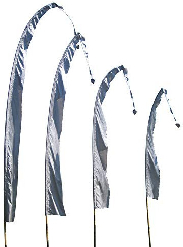 DEKOVALENZ - Balifahne SANUR, 6 Meter silbergrau, Stoff ohne Stange, Umbul-Umbul Tempelfahne