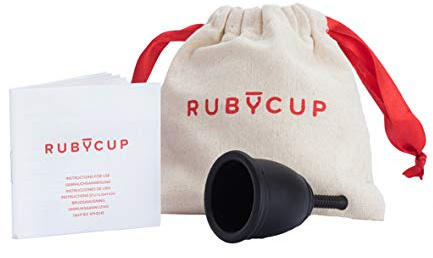 Ruby Cup - Reusable Menstrual Cup - Small (Light Flow) - Black - Includes Cup Donation. Perfect for Beginners. Safe, Convenient & Eco-Friendly. Reliable Alternative to Tampons & Sanitary Towels