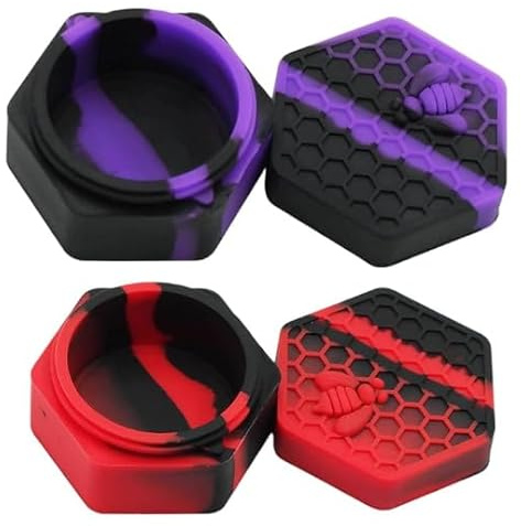 Bettecso 2 x Behälter aus Silikon, antihaftbeschichtet, Flasche Herb, Behälter für Wachs, Kräuter, Gewürze, Öl, Make-up, Kosmetik usw, für Öl, Wachs, Jar Dab, zufällige Farbe, 26 ml, 5 x 3 cm