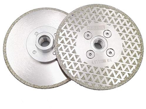 DT-DIATOOL Disque Diamanté à Tronçonner et à Meuler 2 Pièces 115 mm x M14 Lame de Scie Électroplaqué pour Pierre Marbre Carreaux Granit