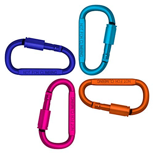 ABCOOL Schraubverschluss-Karabinerhaken - 8 cm Aluminium langlebig D-Form federbelastet für Zuhause Wohnmobil Camping Angeln Wandern Reisen und Sport im Freien, 4 Stück