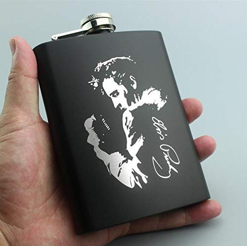 QSCTYG Petaca 8OZ Onza Elvis cráneo KGB Padrino de Acero Inoxidable Negro Whisky Vodka Petaca Botella portátil de la garrafa de Alcohol 29 (Color : 04)