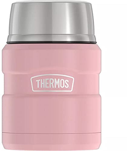 THERMOS Stainless King Vacuum-Insulated Food Jar with Spoon, 16 Ounce, Matte Rose