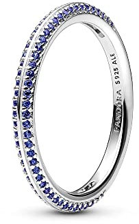 PANDORA ME Anillo de plata de ley con cristal azul auténtico, talla 52