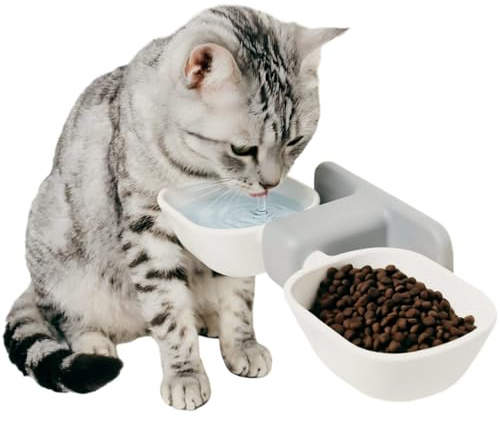 Cat Food Bowl, Elevated Cat Bowls, Cat Bowls for Food and Water, Wall Mounted Cat Food Water Bowls Set, Hanging Water Bowl for Cats, Dog Proof Cat Feeding Station, Cat Water Bowl (white)