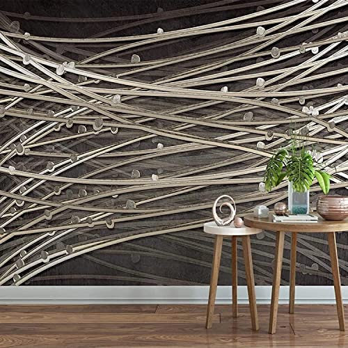 Papel Pintado Mural Líneas Abstractas De Metal Papel Tapiz Peel And Stick Para Sala De Estar Oficina Hotel Dormitorio Comedor Decoración Del Hogar Pegatinas Removibles Para Par 200(ancho)x150(alto) cm