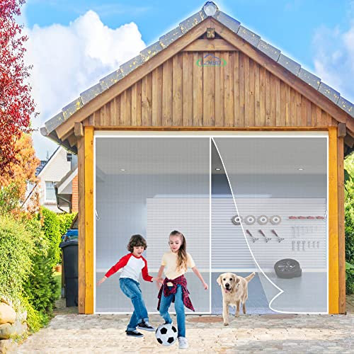 LZHBD Magnet Fliegengitter Tür Vorhang, 110x270cm einfach zu montieren Ohne Bohren, für Holz, Eisen, Aluminium Türen und Balkon, Weiß L