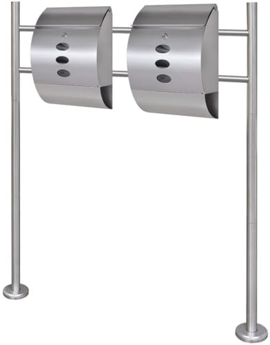 INLIFE Buzón doble de acero inoxidable con soporte, 6,97 kg, 271747