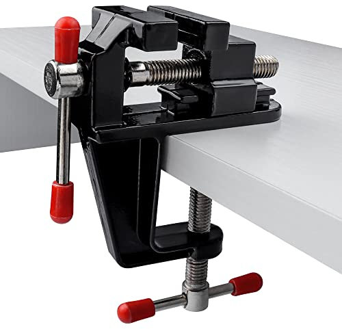Mesee Mini Étau de Table à Pince Universel, Micro Étau d'Établi avec Mâchoire Réglable Banc de Serrage en Alliage d'Aluminium Outil de Fixation pour Réparation Sculpture Modélisme Travaux Manuels