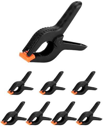 QWORK® 8 piezas Abrazadera de Resorte Plástico Resistente - 6 Pulgada 15.5cm - para Bricolaje, Carpintería, Estudios de Fotografía