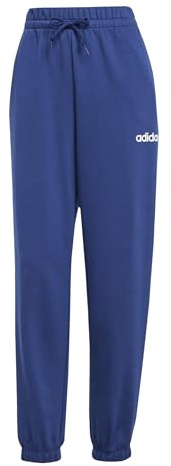 adidas Donna Essentials Linear French Terry Cuffed Pants, Dark Blue/White, XS
