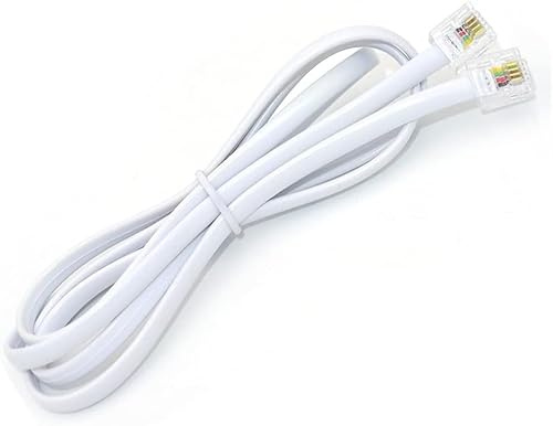 RUITEXUN Cavo di Prolunga Telefonico RJ11, 1,5 m, per Telefono Fisso, Fax e Modem (Bianco)
