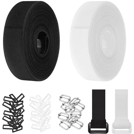 2 Rouleaux Reglable Scratch Serre-Câbles Electriques, Sangles de Câbles Scratch Câbles Réglables, Collier de Serrage Cable Réutilisable en Nylon avec 50 Boucles pour Maison Jardin Bureau