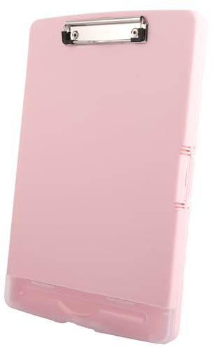 ASelected Clipboard with Storage,A4 Clipboard with Pen Holder,Plastic Clipboards with Compartment, Heavy Duty Storage Box Folder for School, Office, Medical Personnel, Side-Opening (Pink)