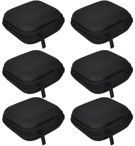 HoAhaMay 6 pcs Custodia portatile per cuffie, mini organizer in EVA, guscio rigido con cerniera e custodia interna in rete per cuffie/auricolare Bluetooth/piccoli oggetti/cavo di ricarica/chiavi(nero)