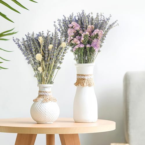 Larber 135PCS Purple Lavender Dried Flowers Decoration Set with Rabbit's Tail Grass, Baby's Breath & Forget-Me-Not for Vase, Table & Home Decoration